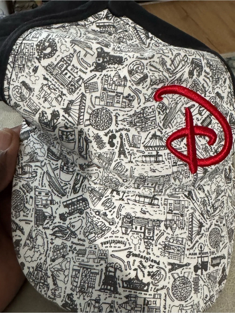 Disney Kids Black & White Cap with Red 'D' Logo